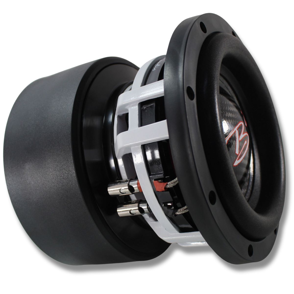 B2 Audio RAMPAGE Competition Series 6.5" 1000 Watt RMS Carbon Fiber Dual 1-Ohm 2" Voice Coil Subwoofer