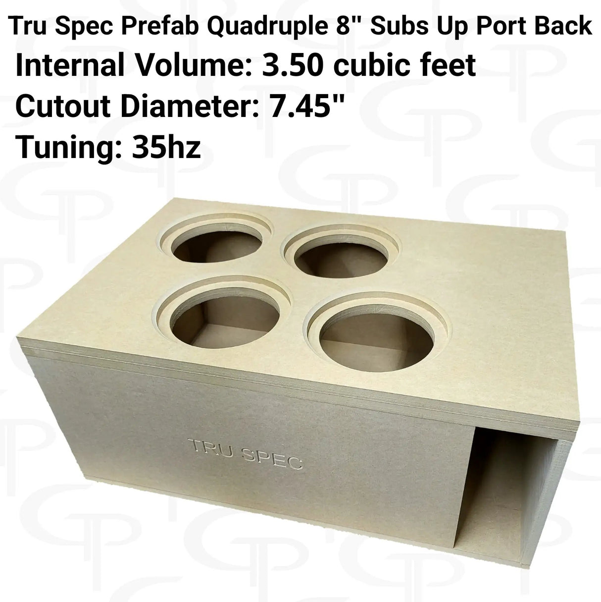 GP Car Audio TRU SPEC Prefab Quad 8" Subwoofer Enclosure Subs Up Port Back - Car Audio