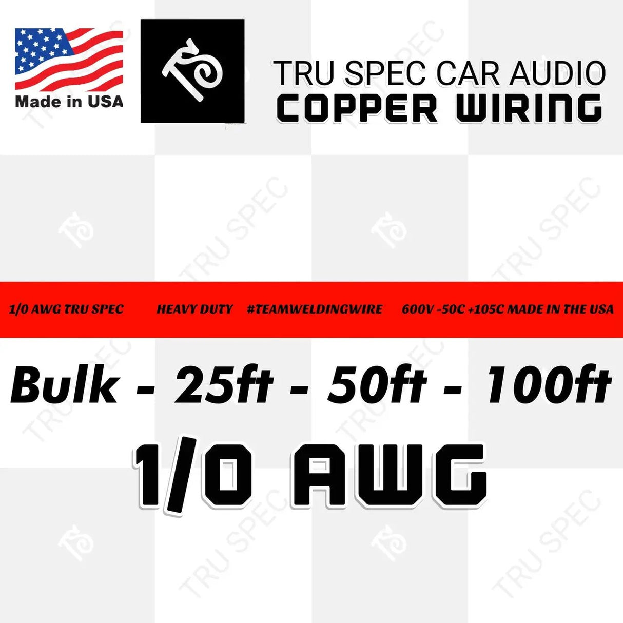 GP Car Audio By The Foot 1/0 AWG OFC Red Tru Spec #TeamWeldingWire Copper Wire - Car Audio