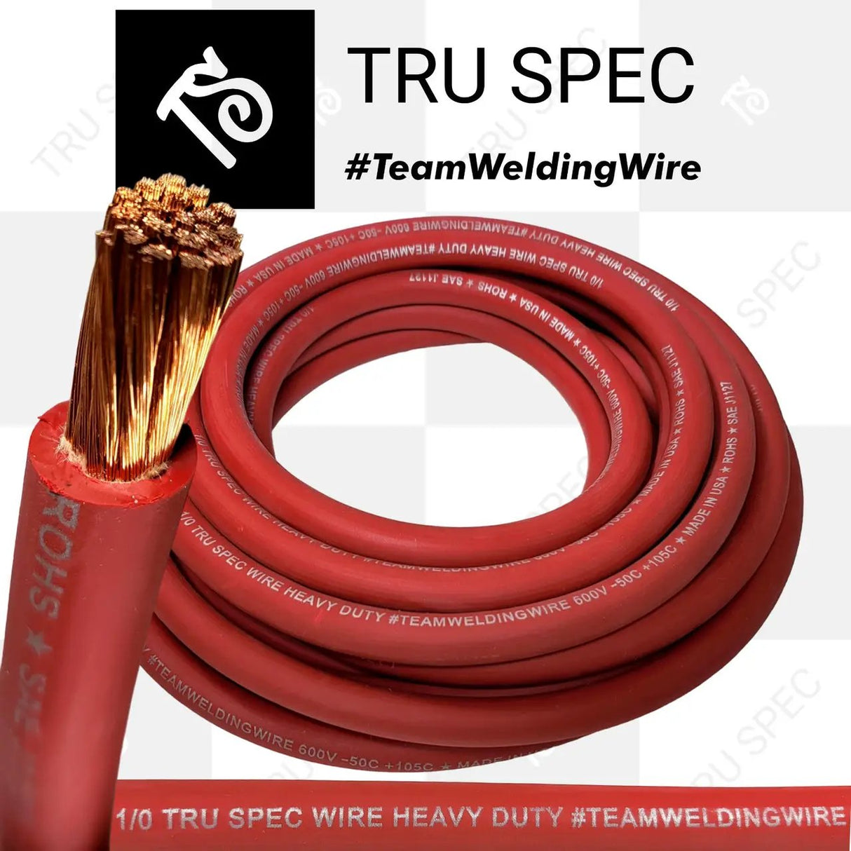 GP Car Audio By The Foot 1/0 AWG OFC Red Tru Spec #TeamWeldingWire Copper Wire - Car Audio
