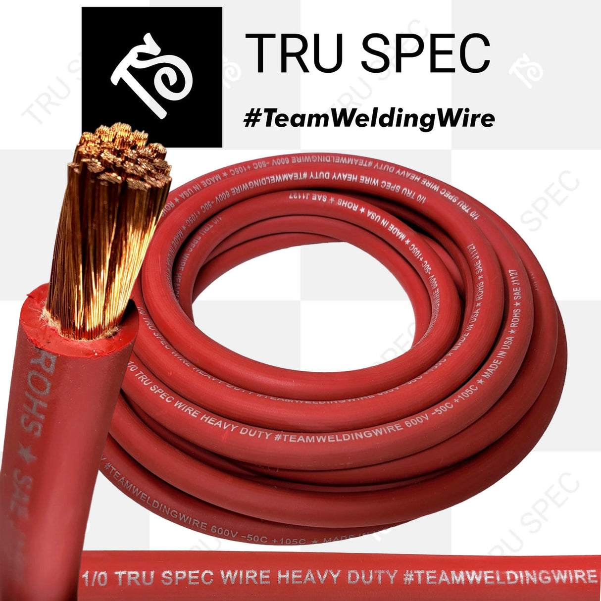 Bulk 1/0 AWG OFC Tru Spec #TeamWeldingWire Copper Wire Red