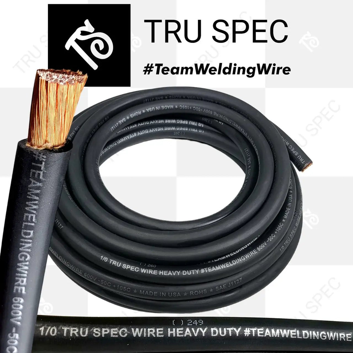 GP Car Audio Bulk 1/0 AWG OFC Tru Spec #TeamWeldingWire Copper Wire Black - Car Audio