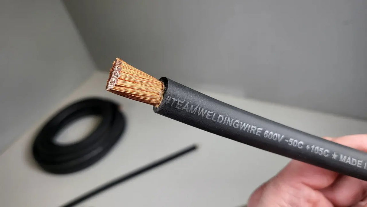 GP Car Audio By The Foot 1/0 AWG OFC Black Tru Spec #TeamWeldingWire Copper Wire - Car Audio
