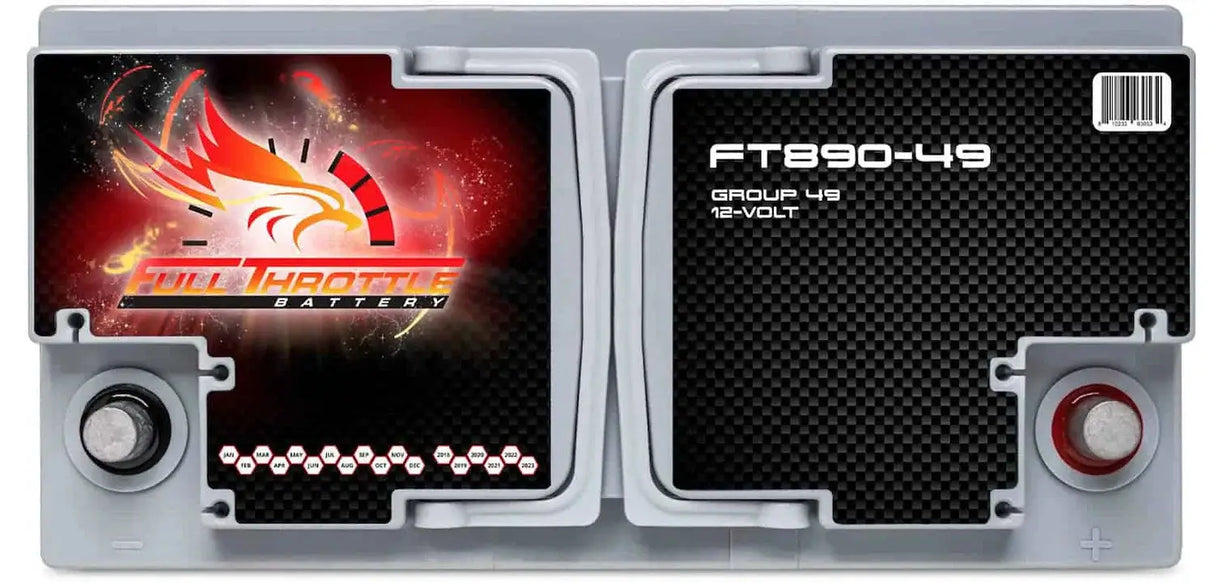 Full Throttle Full Throttle Battery FT890-49 FT-Series AGM 12 V Battery, Group: 49/L5/H8, 890 CCA, 80 AH, Brass SAE Terminal RHP - Car Audio