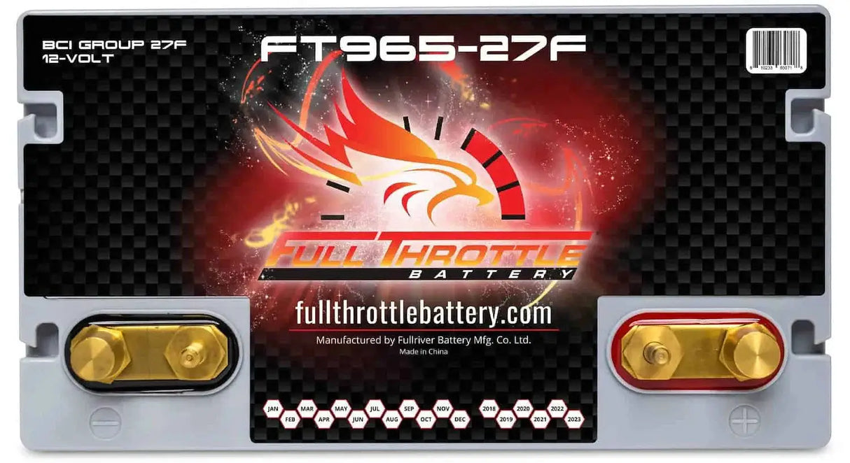 Full Throttle Full Throttle Battery FT965-27F FT-Series AGM 12 V Battery, Group: 27F, 965 CCA, 100 AH, Brass SAE & Stud Terminal - Car Audio