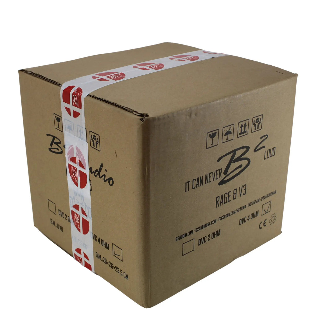 B2 Audio B2 Audio RAGE Series V3 8" 500 Watt RMS Dual 4-Ohm 2" Voice Coil High Excursion Subwoofer - Car Audio