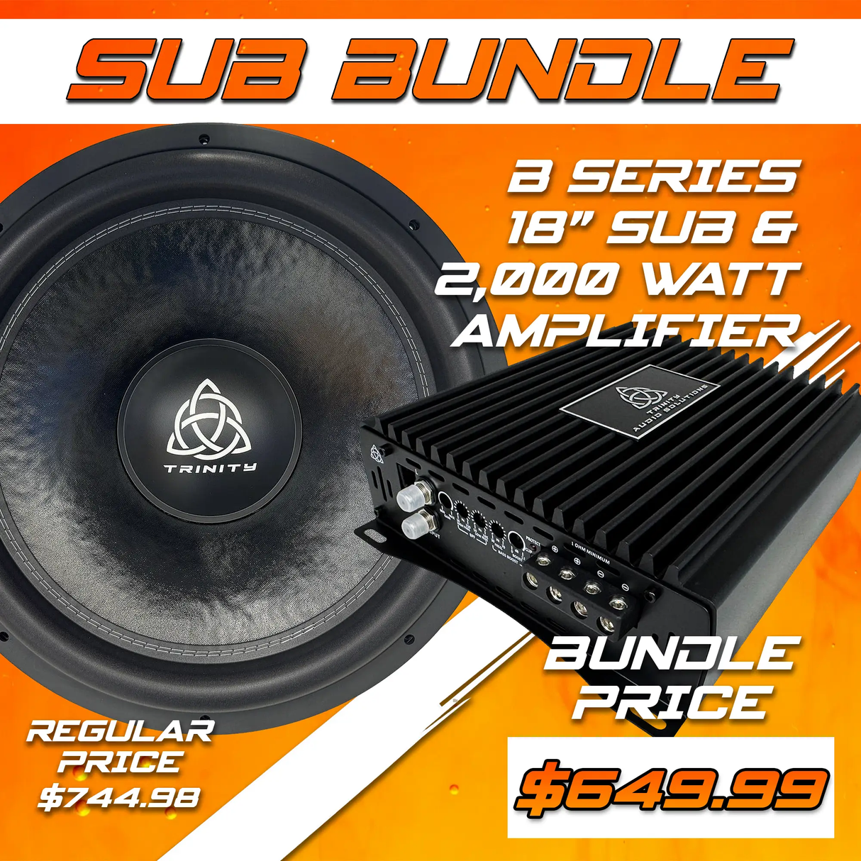 Trinity Audio Solutions Trinity Audio Single B Series 18" Subwoofer & 2000.1v2 2,000 Watt Monoblock Amplifier - Car Audio