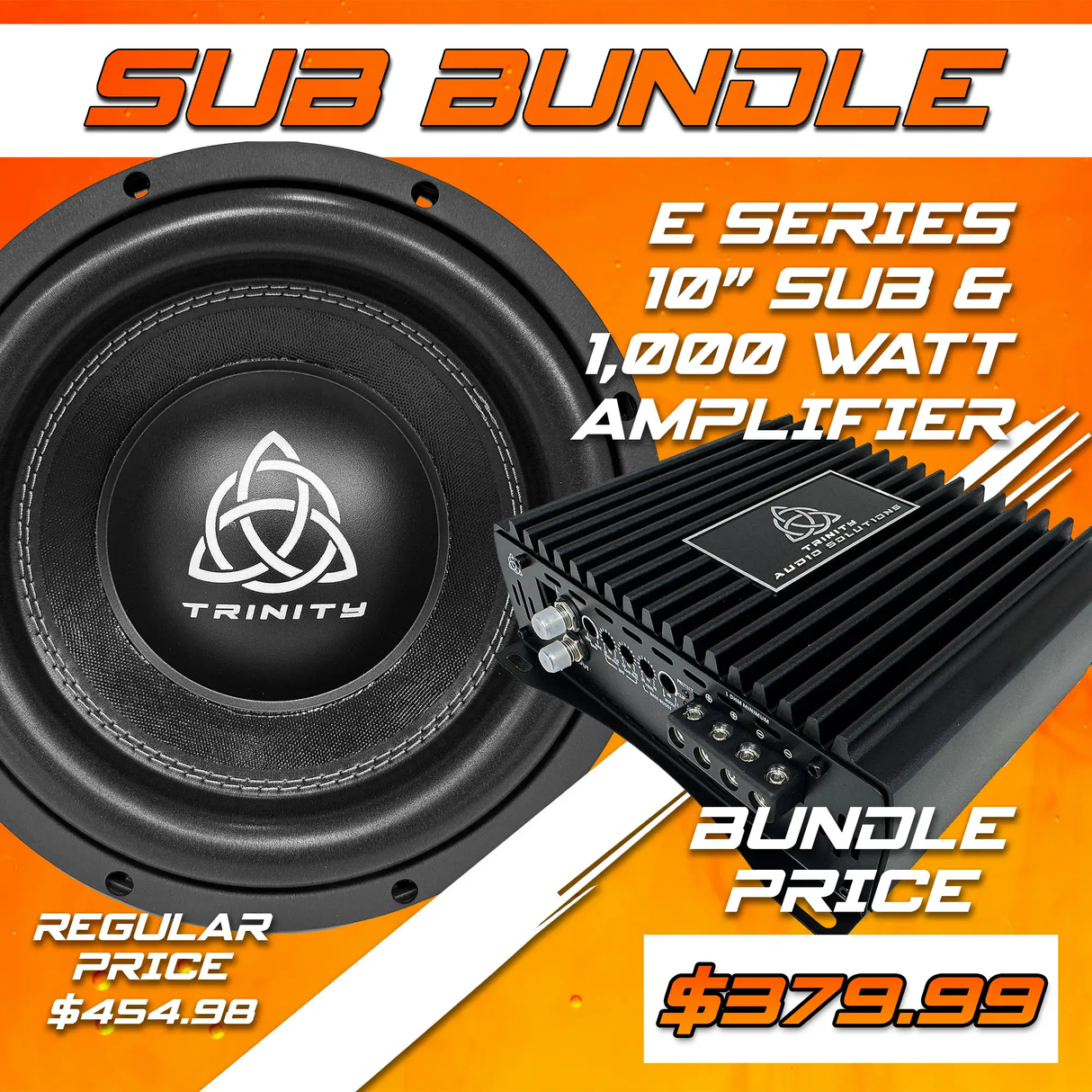 Trinity Audio Solutions Trinity Audio Single E Series 10" Subwoofer & 1000.1v2 1,000 Watt Monoblock Amplifier - Car Audio