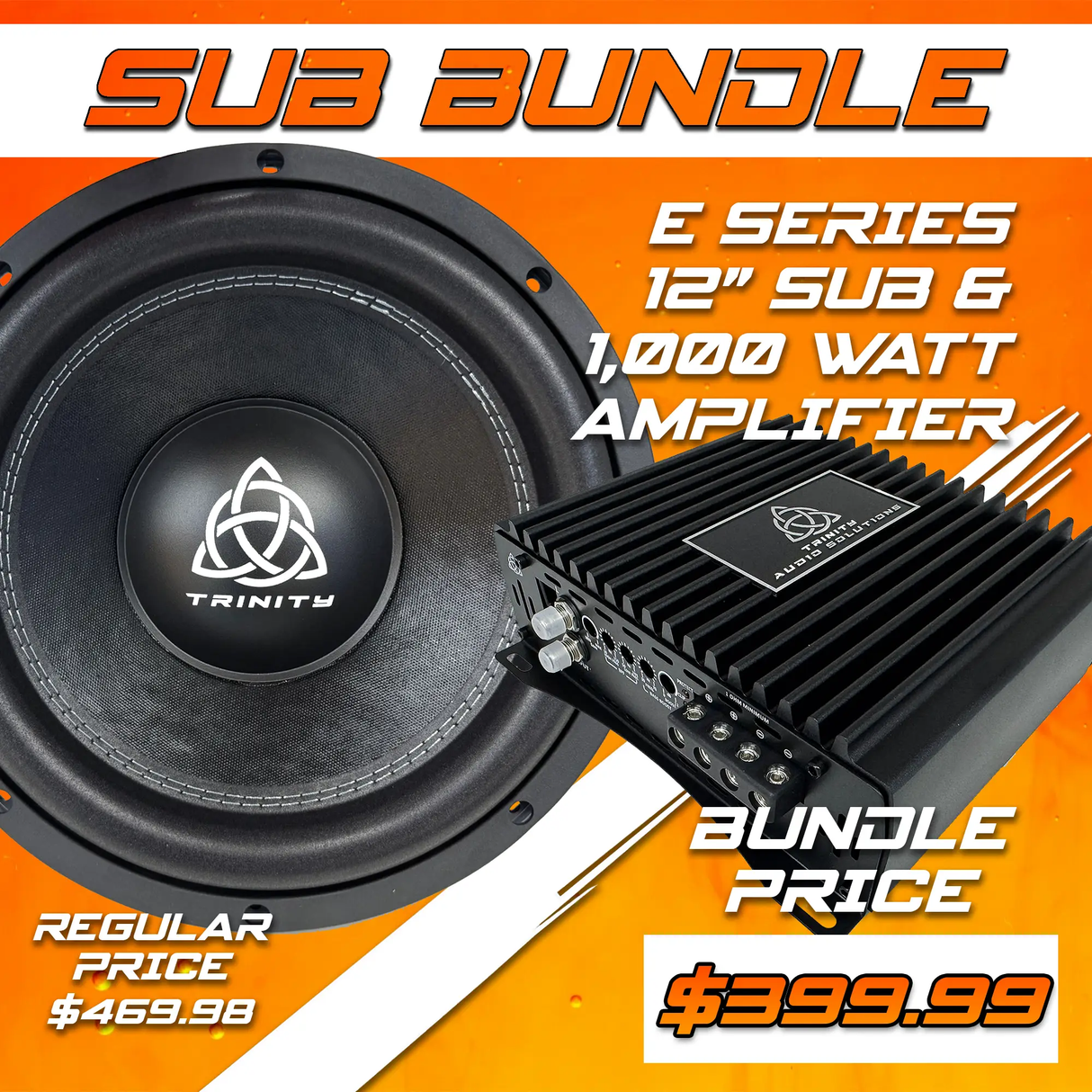 Trinity Audio Solutions Trinity Audio Single B Series 12" Subwoofer & 2000.1v2 2,000 Watt Monoblock Amplifier - Car Audio