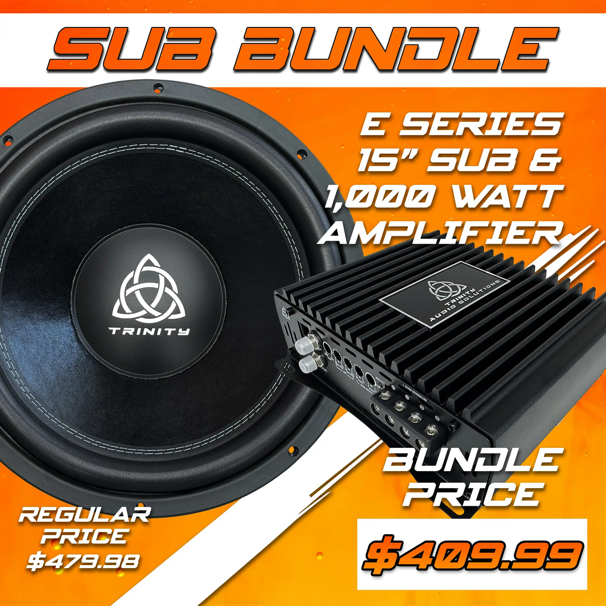 Trinity Audio Solutions Trinity Audio Single E Series 15" Subwoofer & 1000.1v2 1,000 Watt Monoblock Amplifier - Car Audio
