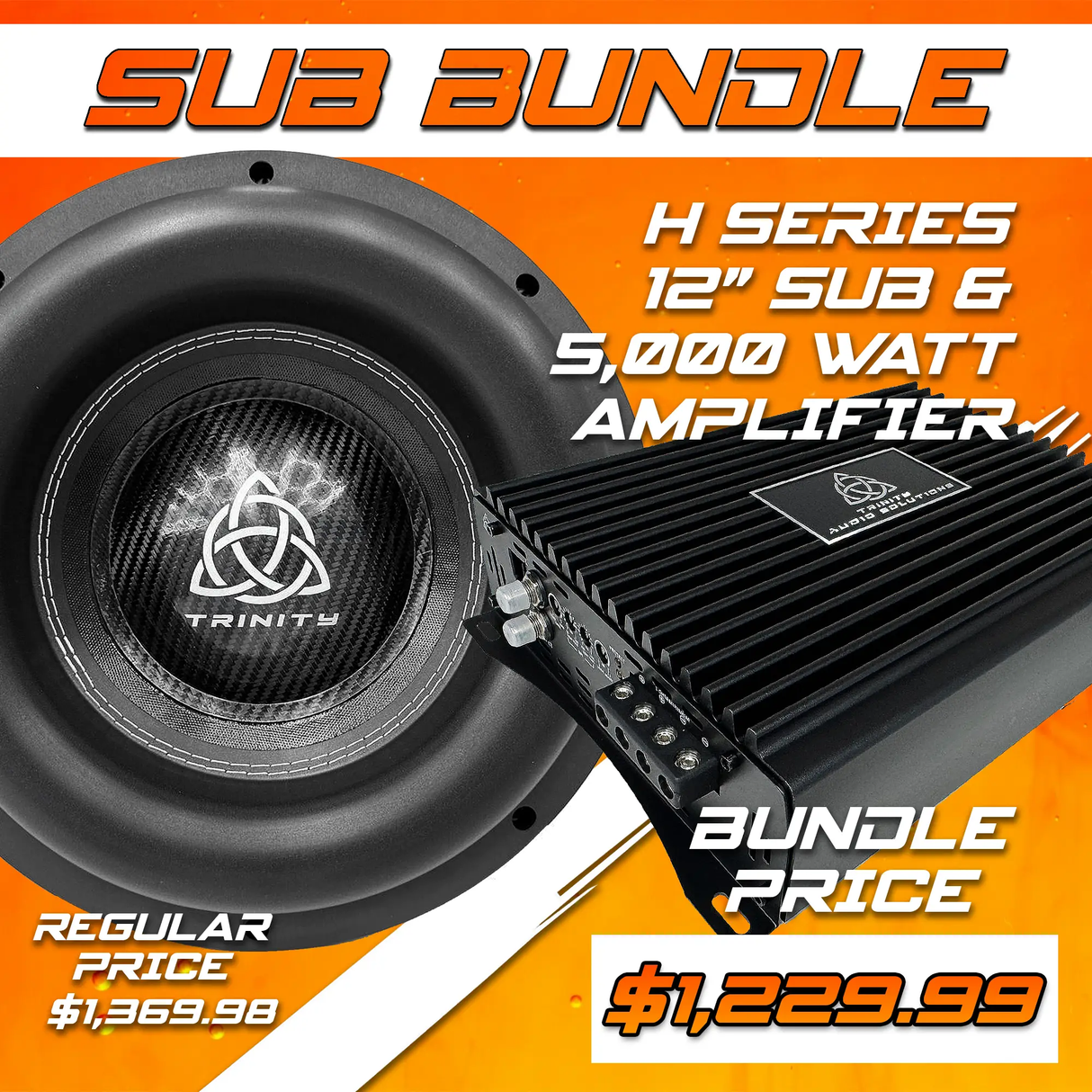 Trinity Audio Solutions Trinity Audio Single H Series 12" Subwoofer & 5000.1v2 5,000 Watt Monoblock Amplifier - Car Audio