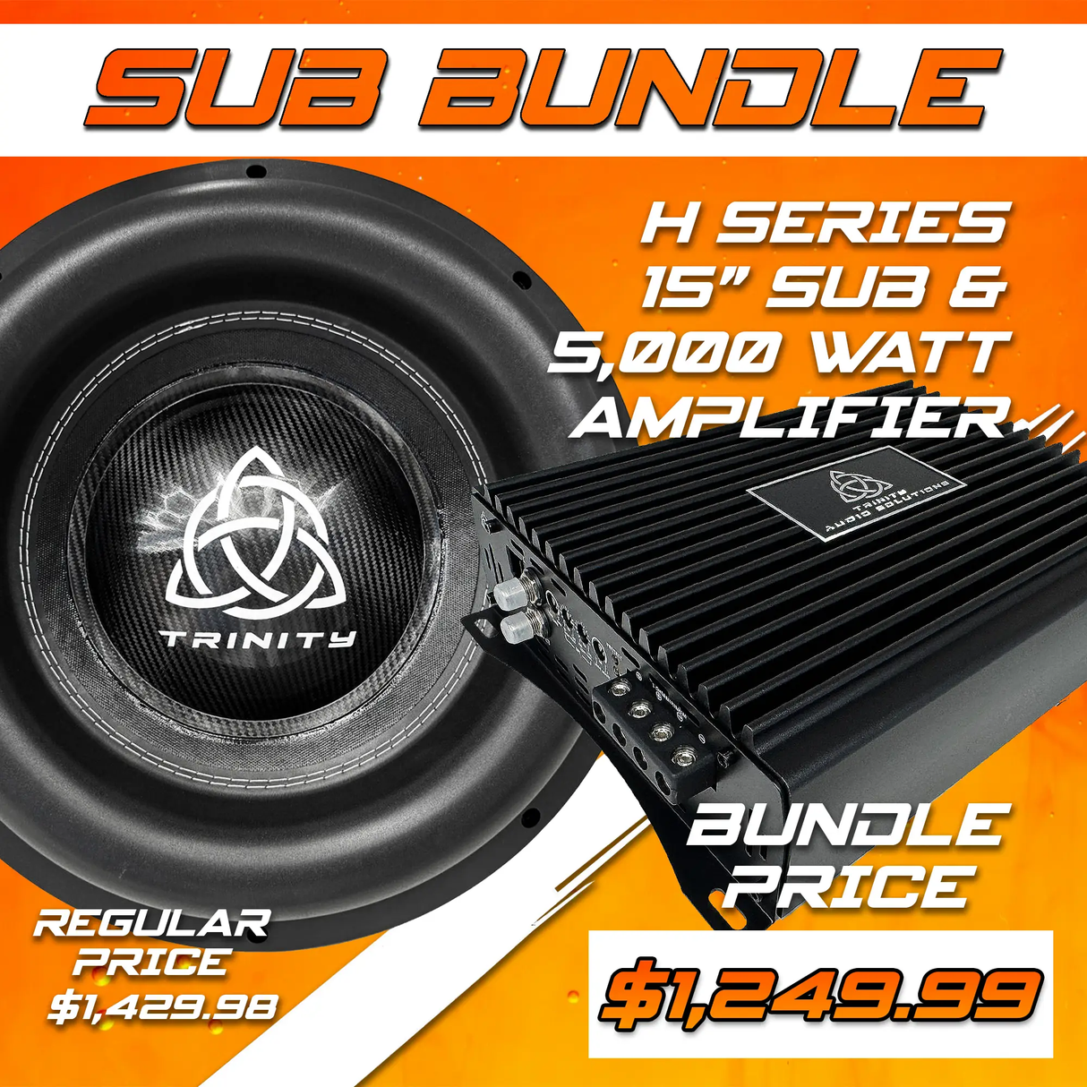 Trinity Audio Solutions Trinity Audio Single H Series 15" Subwoofer & 5000.1v2 5,000 Watt Monoblock Amplifier - Car Audio