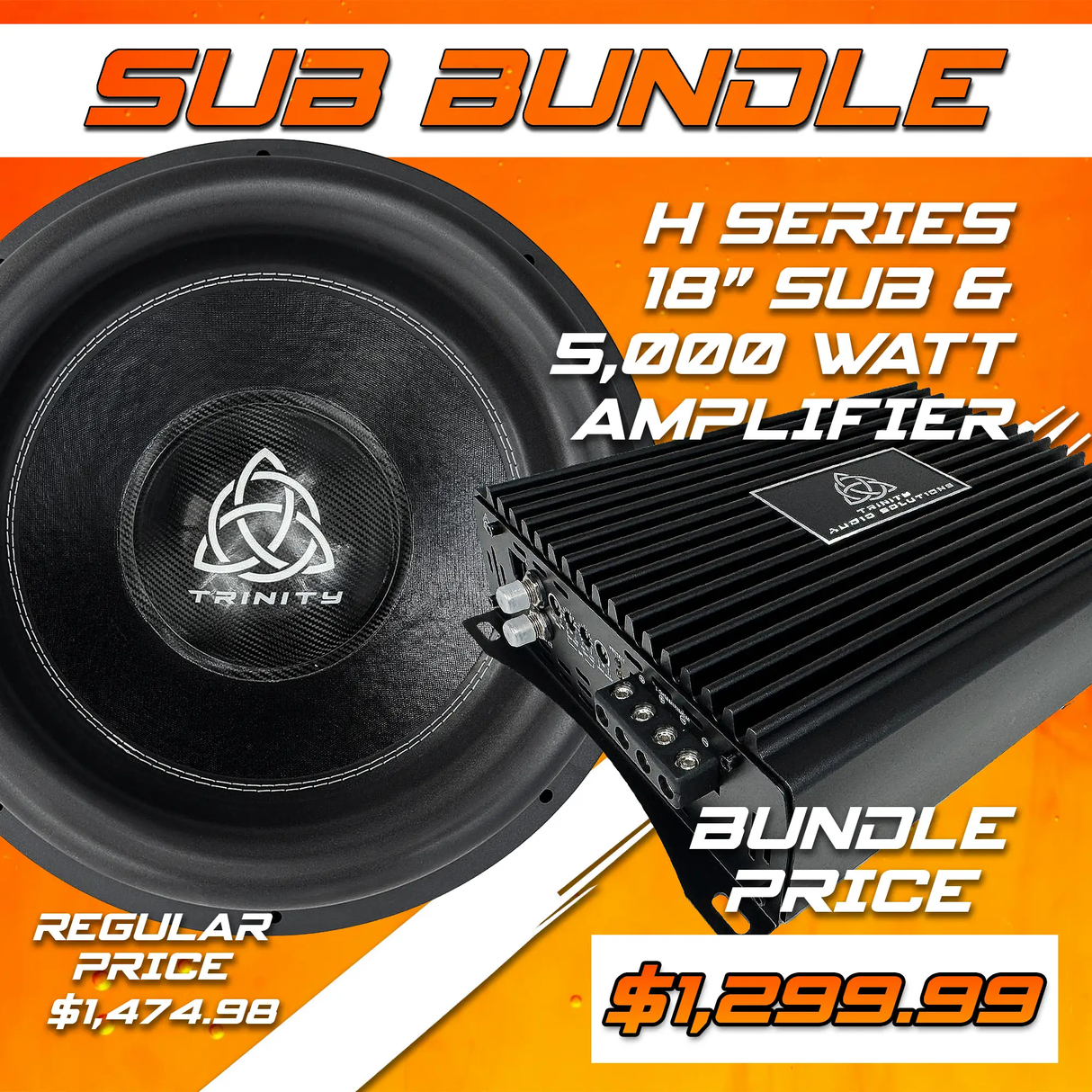 Trinity Audio Solutions Trinity Audio Single H Series 18" Subwoofer & 5000.1v2 5,000 Watt Monoblock Amplifier - Car Audio