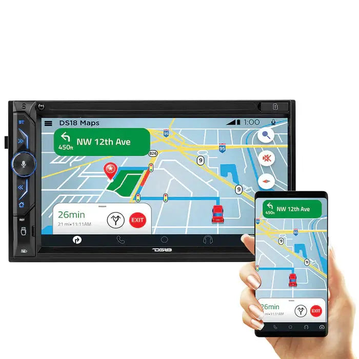 DS18 DS18 DDX6.9CP 6.9" Touchscreen Mechless Double-Din Headunit with Bluetooth, USB, Mirror Link And Car play - Car Audio