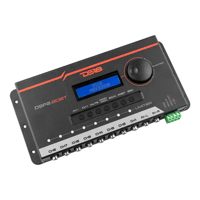 DS18 DS18 DSP2.8DBT 2-Channel In and 8-Channel Out Digital Sound Processor with Bluetooth and LCD Screen - Car Audio