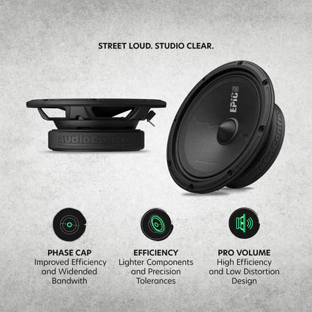 AudioControl EPICPRO6S 6.5" Slim Midrange Speakers, 200W RMS, 4 Ohms (Pair)
