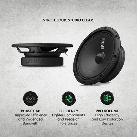 AudioControl AudioControl EPICPRO6S 6.5" Slim Midrange Speakers, 200W RMS, 4 Ohms (Pair) - Car Audio