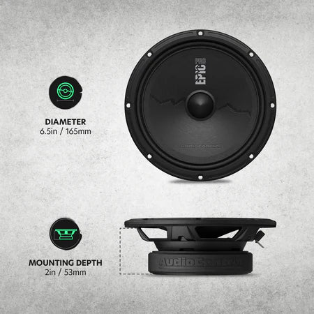 AudioControl EPICPRO6S 6.5" Slim Midrange Speakers, 200W RMS, 4 Ohms (Pair)