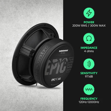 AudioControl EPICPRO6X 6.5" Midrange Speakers, 200W RMS, 4 Ohms (Pair)