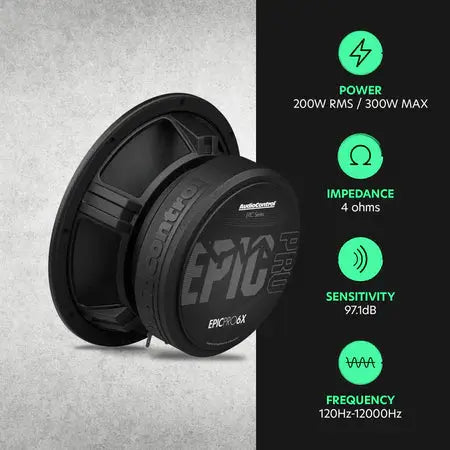 AudioControl AudioControl EPICPRO6X 6.5" Midrange Speakers, 200W RMS, 4 Ohms (Pair) - Car Audio