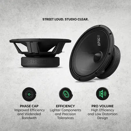 AudioControl AudioControl EPICPRO8X 8" Midrange Speakers, 250W RMS, 4 Ohms (Pair) - Car Audio