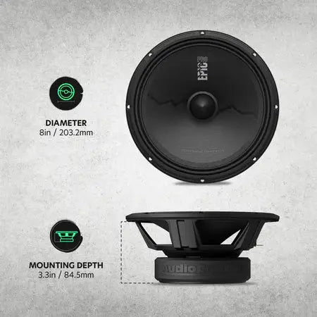 AudioControl AudioControl EPICPRO8X 8" Midrange Speakers, 250W RMS, 4 Ohms (Pair) - Car Audio