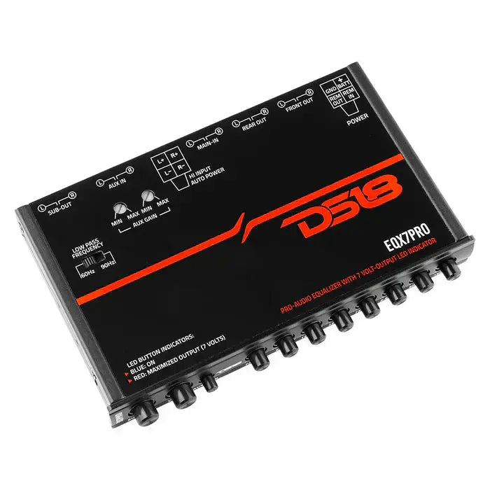 DS18 DS18 EQX7PRO High Volt 7-Band Equalizer with High Level Input, Auto Turn On And High Volt Led Indicator - Car Audio