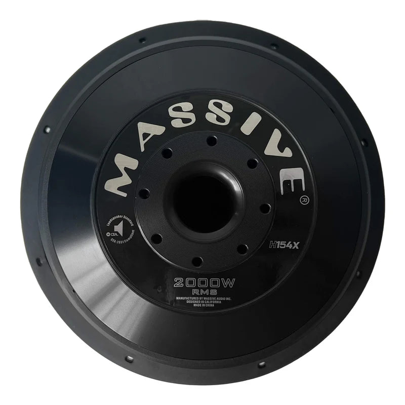 Massive Audio H154X - 15" 2000 Watts RMS Dual 4 Ohm 3" V.C. Mega Subwoofer