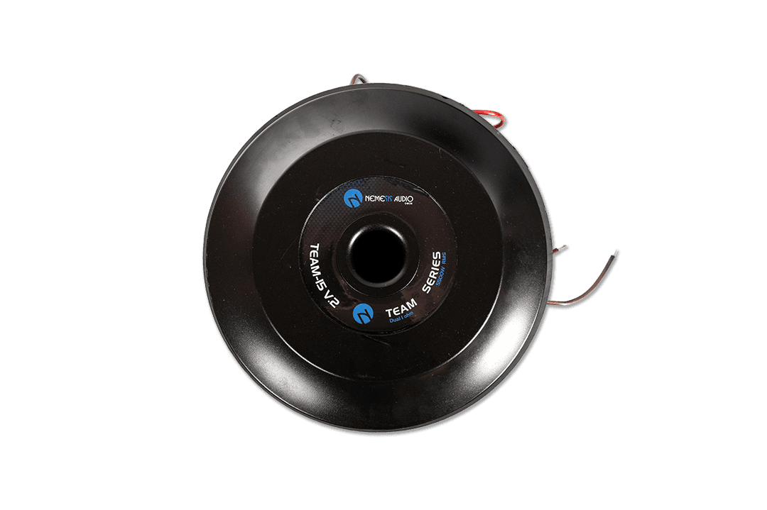 Nemesis Audio TEAM-15 V.2 15″ High Performance Subwoofer, 5500W RMS. Heavy-duty design with 5″ voice coil and 765oz magnet.