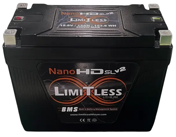 Limitless Lithium Nano -HD SLv2 12AH Motorcycle / Power sports Battery (BCI 20 Case) - Car Audio
