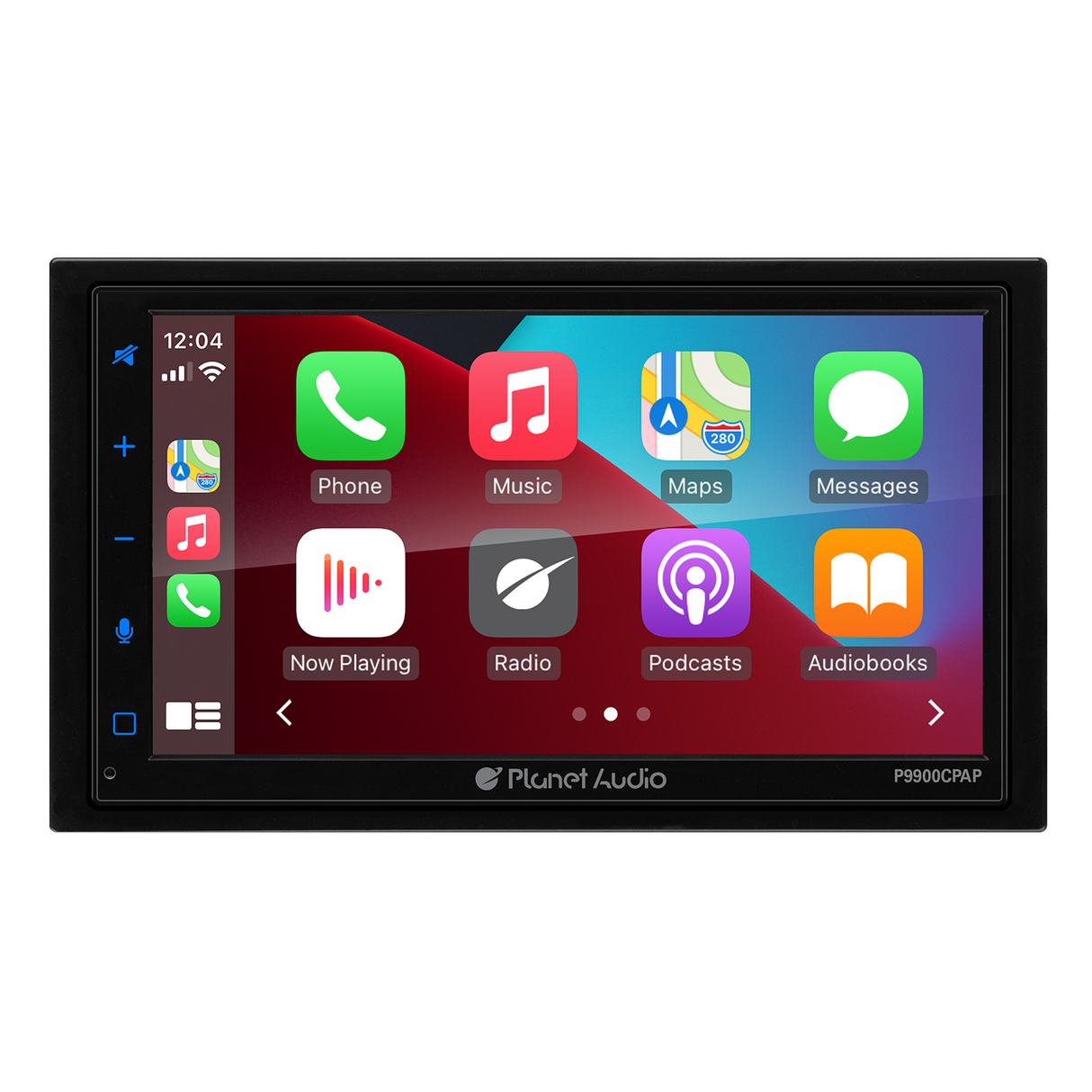 Planet Pro P9900CPAP Double-DIN, Wired Apple CarPlay & Android Auto, MECH-LESS Multimedia Player (no CD/DVD) 6.75" Touchscreen Bluetooth