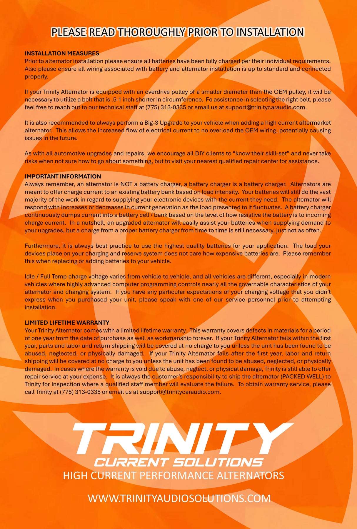 Trinity Carbon320 High Current Alternator