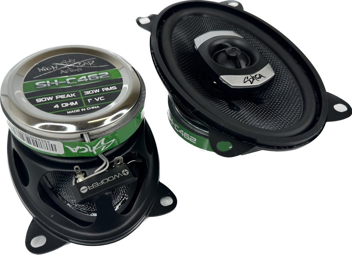 Sky High C462 4x6" 2-way Coaxial Speakers (Pair) With Glass Fiber Cone and Pivoting Tweeter