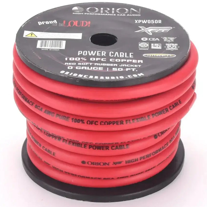 Orion Car Audio Orion XPW050R 0 Gauge 100% OFC Power Wire 50ft Pure Copper Amp Battery Cable (Red) - Car Audio