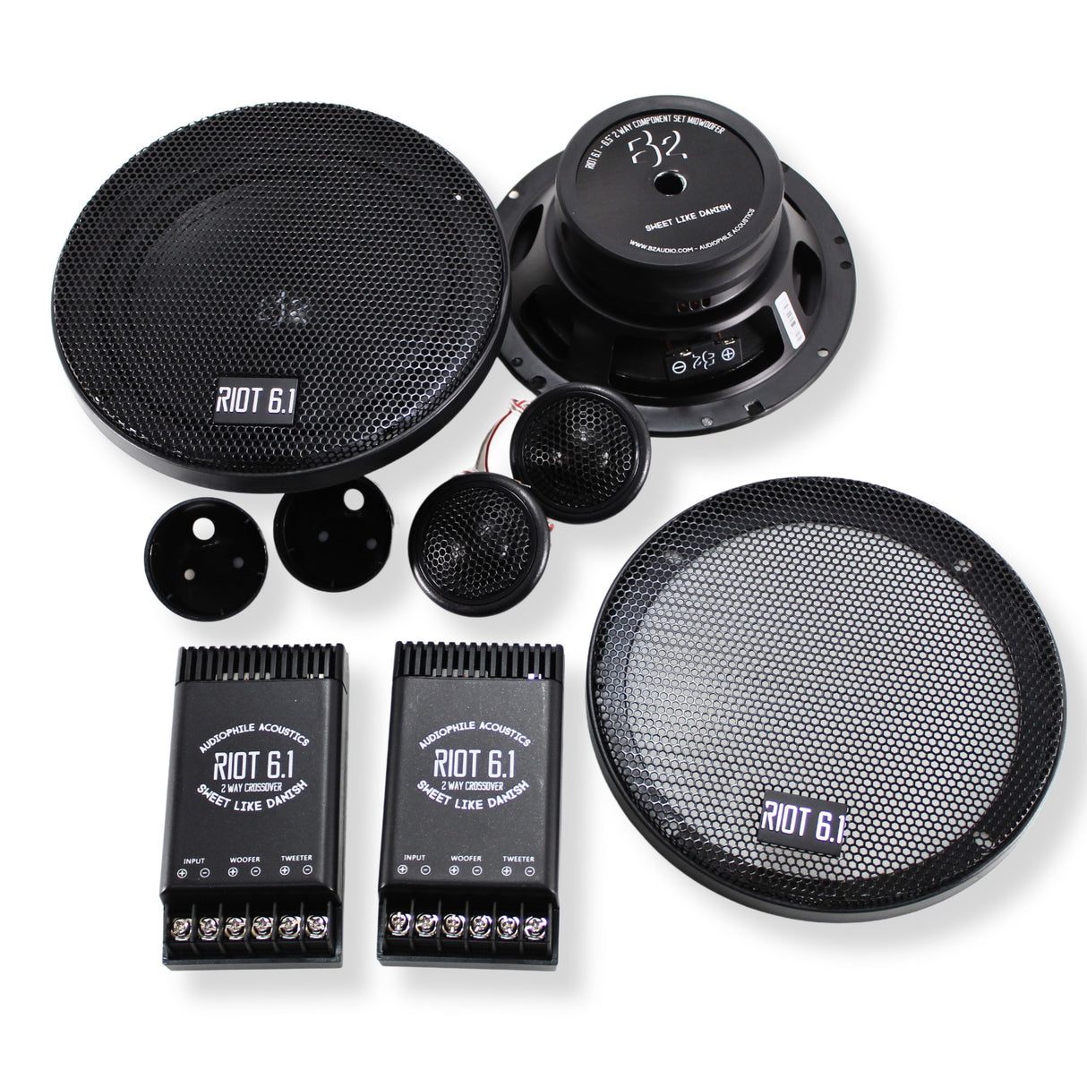 B2 Audio RIOT Series 6.5" 100 Watt RMS 4-Ohm Component Set With 1" Wide Band Tweeter & Crossover RIOT61