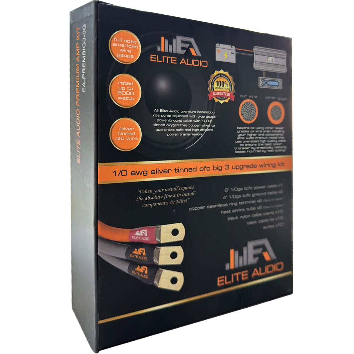 Elite Audio Elite Audio Premium Big 3 Kit w/ Silver Tinned 1/0 Gauge OFC - Car Audio