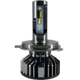Close-up of a single LUMI Stage 1 9007 LED Headlight Bulb by Lumi, featuring a 40 Watt power rating, metal heatsink base, vertical light-emitting diodes, and a cylindrical design against a plain white background. This CANBUS-compatible bulb emits a crisp 6000K white light for optimal visibility.