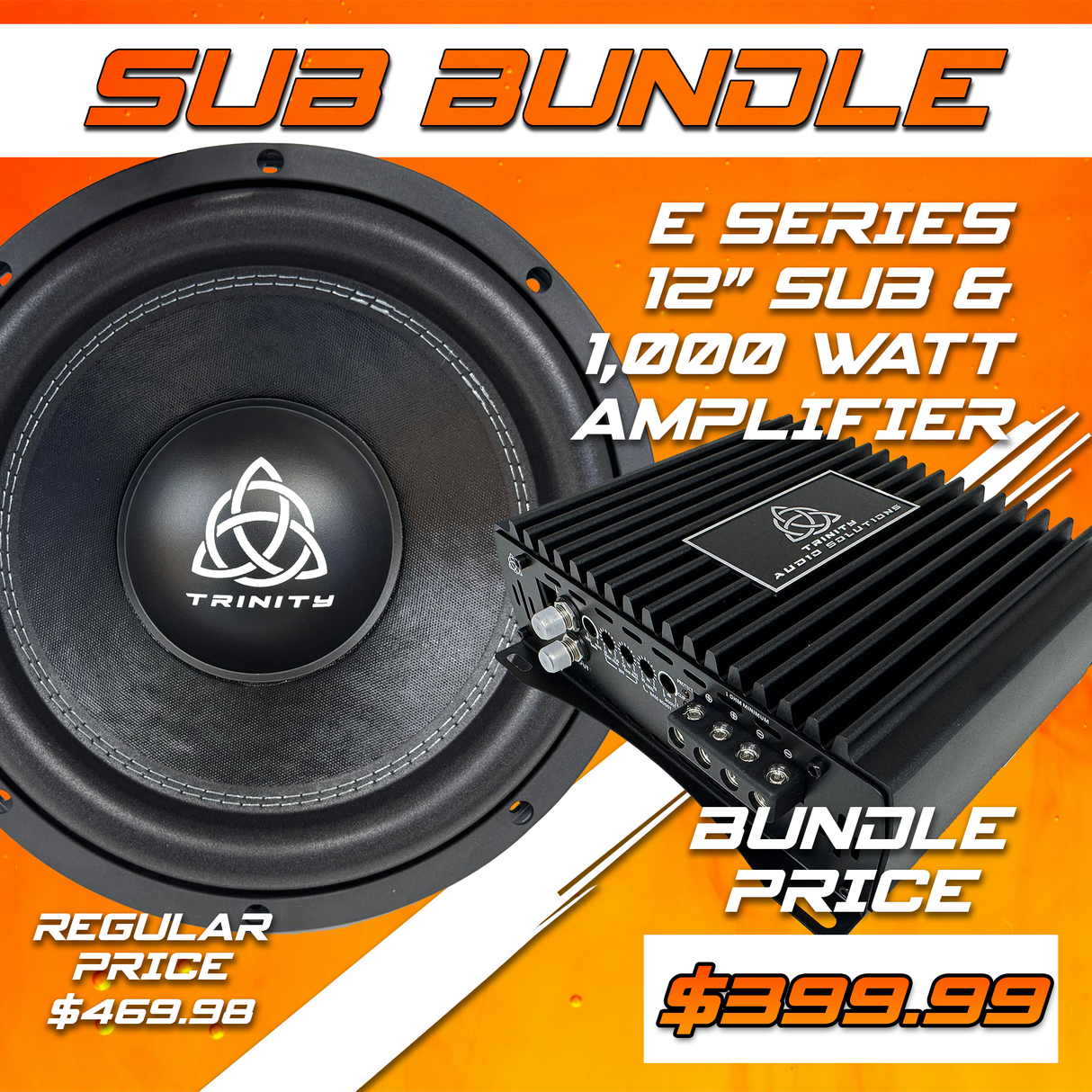 Trinity Audio Single E Series 12" Subwoofer & 1000.1v2 1,000 Watt Monoblock Amplifier