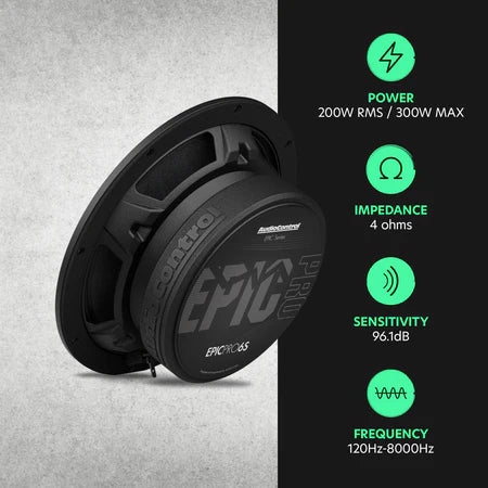 AudioControl EPICPRO6S 6.5" Slim Midrange Speakers, 200W RMS, 4 Ohms (Pair)