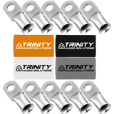 Trinity Audio Solutions 20-Pack 2/0 Ring Terminals Silver Tinned 100% OFC Copper with Custom Trinity Heat Shrinks