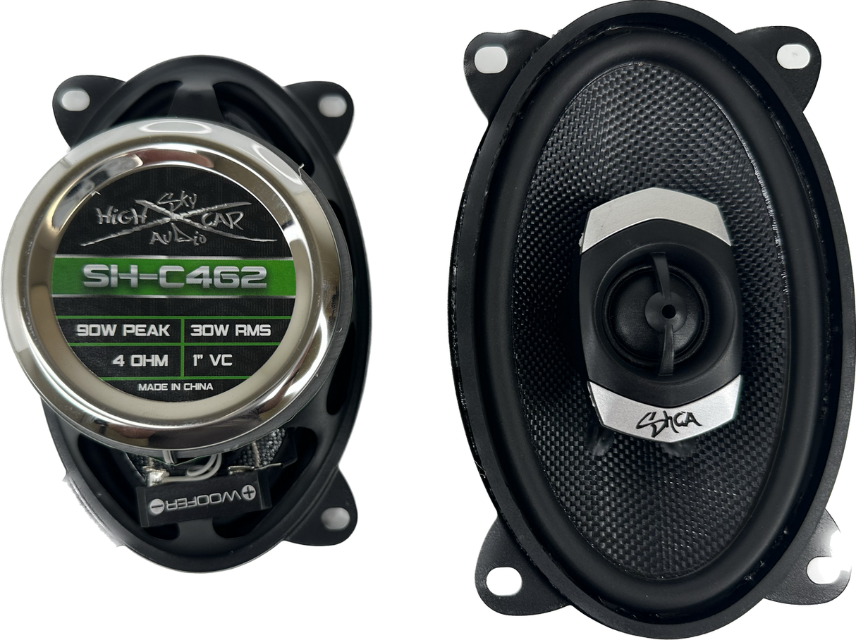 Sky High C462 4x6" 2-way Coaxial Speakers (Pair) With Glass Fiber Cone and Pivoting Tweeter