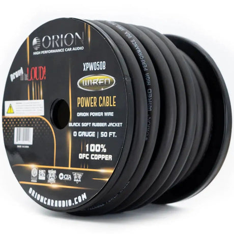 Orion Car Audio Orion XPW050B 0 Gauge 100% OFC Power Wire 50ft Pure Copper Amp Battery Cable (Black) - Car Audio