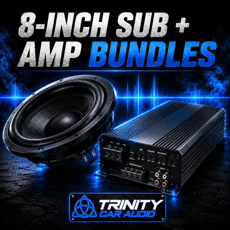 Trinity Car Audio Single 8" Subwoofer + Amplifier Bundle - Car Audio