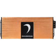 The Diamond Audio MICRO5V2 5-Channel Full Range Class D Amplifier features a rectangular design with a copper-colored body and black end panels. At the center, a black label displays a white crescent shape above the word “DIAMOND,” signifying its Diamond Audio branding. As a full range amplifier, its connection terminals are visible on the right side.
