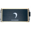 The Diamond Audio MICRO8U Series MICRO82U 2-Channel Full Range Class D Amplifier features a sleek black front panel accented with gold trim, a distinctive crescent-shaped logo at the center, and convenient control ports on the right side. Designed by Diamond Audio, this high-power amplifier delivers outstanding performance and style to elevate your car audio experience.