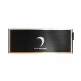 Rectangular black and gold electronic device with a metallic finish, featuring a crescent-shaped logo and the word DIAMOND in the center, this 8-channel amplifier delivers exceptional sound quality and power.