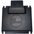 A black rectangular NAV-TV ZEN-H | Harley-Davidson A2B Audio Interface featuring a front-facing logo and a top connector port, engineered for seamless integration with Harley-Davidson amplifiers. Perfect for riders seeking a premium audio upgrade, this device is fully compatible with the ZEN-H processor, offering effortless enhancement of your Harley-Davidson sound system.